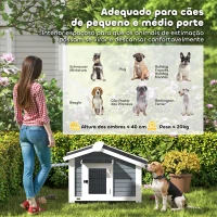 PawHut Casota para Cães de Exterior em Madeira Casa para Cães Médios com Teto de Asfalto Chão Removível 98x76x69,5 cm Cinzento(m-7)