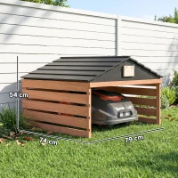 Outsunny Garaje para robot cortacésped de madera con tejado a dos aguas, resistente a la intemperie, cobertizo para cortacésped 79 x 74 x 54 cm Marrón rojizo(m-3)
