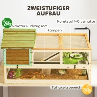 PawHut Schildkrötenhaus, 2-Ebenen-Gehege, Lampenhalter, Kleintierkäfig, Orange(m-4)