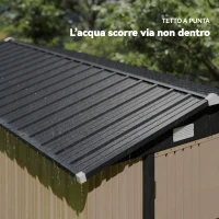 Outsunny Capanno da Giardino in Metallo 364 x 238 cm con 4 Prese d'Aria e Porte Doppie con Serratura, Marrone(m-4)