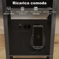 HOMCOM Lampada da Terra con Ripiani, Luce Regolabile, Interruttore a Pedale e Porte USB, Nero(m-7)