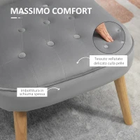 HOMCOM Sedia Moderna per Soggiorno e Sala da Pranzo con Seduta Imbottita e Tessuto Vellutato, 60x66x79 cm, Grigia(m-5)