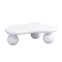 Tavolino da salotto a nuvola con illuminazione LED e gambe tonde, 95x62.5x32 cm, Bianco(m-8)