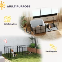 PawHut Seven-Panel Dog Whelping Box, Dog Playpen with Washable Whelping Pads, Wind-Resistant Fabric, for Small and Medium Dogs(m-4)