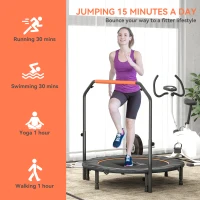HOMCOM 48" Foldable Mini Fitness Trampoline, with Adjustable Foam Handle, Orange(m-7)