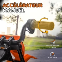 AIYAPLAY Moto électrique pour enfant moto cross pour enfants de 3 à 6 ans 2 moteurs 12V vitesse max. 5 km/h 107x56x70cm orange(m-4)