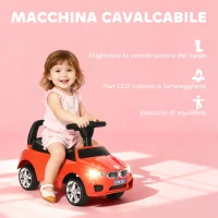 HOMCOM Macchinina per Bambini Cavalcabile con Volante, Fari e Musiche, Età 18-36 Mesi, Rosso(m-4)
