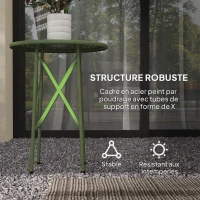 Outsunny Petite table d'appoint ronde, table de jardin, avec découpe en forme de fleur et feuilles, en acier, Ø 40 x 50 cm, vert(m-5)
