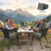 Outsunny 4-delige set stoelkussens 39,5 x 39,5 x 10 cm met banden, anti-slip outdoor indoor zitkussen(m-8)