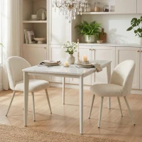 HOMCOM Cadeiras de Jantar Cadeiras de Cozinha Acolchoadas em Chenille 50,5x57,5x78,5 cm Creme(m-4)