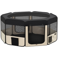 PawHut Parque Dobrável para Cães e Gatos Cercado Portátil para Animais Pequenos em Tecido Oxford Impermeável com 2 Portas Ø90x41 cm Preto