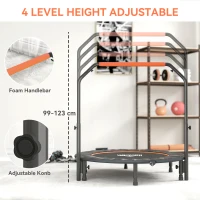 HOMCOM 48" Foldable Mini Fitness Trampoline, with Adjustable Foam Handle, Orange(m-4)