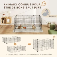 PawHut Cage parc enclos pour animaux domestiques L 106 x l 73 x H 36 cm bords arrondis fil métallique noir(m-7)