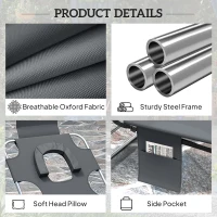 Outsunny 5-Position Adjustable Sun Loungers Set of 2 with Reading Hole and Side Pocket, Dark Grey(m-6)