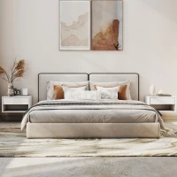 HOMCOM Pack de 2 mesitas de noche murales, mesitas de noche, cajón, compartimento abierto, superficie, 37 x 32 x 21 cm, blanco(m-4)