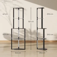 HOMCOM Lámpara de pie para salón, lámpara con estanterías de esquina de 4 niveles, brillo regulable, 55,5 x 39,5 x 163 cm, negro(m-3)