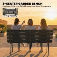 Outsunny Tuinbank 3-zits weerbestendig metalen outdoor zitbank met brede zitting lamellenontwerp, tot 240 kg 154 x 68 x 88 cm(m-4)