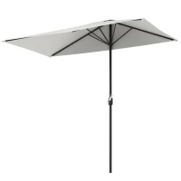 Outsunny Demi-parasol Ø 230 cm Parasol de balcon terrasse avec manivelle Protection solaire UV Polyester, crème(m-12)