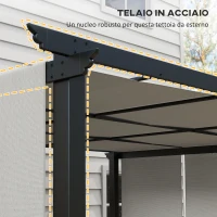 Outsunny Pergola Gazebo 3x3.5 m con 3 Tettucci Regolabili, in Acciaio e Poliestere Anti UV, Grigio Chiaro(m-6)