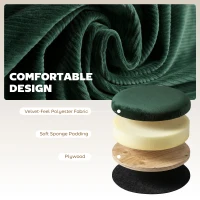 HOMCOM Storage Ottoman Modern Velvet Round Foot Stool for Living Room Bedroom 45 cm Dark Green(m-6)