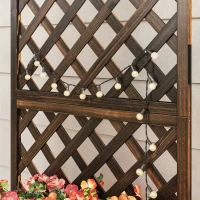 Outsunny Jardinière avec Treillis - bac à Fleurs - jardinière sur Pied - dim. 72,5L x 31,5l x 149,5H cm Inserts d'irrigation Inclus Bois Sapin traité carbonisation(m-9)