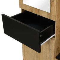 Ensemble vestiaire avec 5 crochets, miroir, meuble à chaussures et placard encastré, 98,5x38x191 cm, Couleur naturelle(m-8)