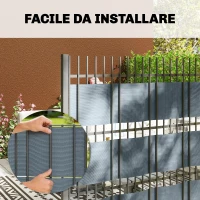 Outsunny Set 4 Pezzi Frangivista da Giardino Anti UV Impermeabile con Fermagli, in PP, 3500x19 cm, Grigio(m-6)