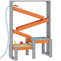 AIYAPLAY Tavolo Gioco Sabbia e Acqua per Bambini 3 a 8 Anni, Tavolo per Giochi con Scorrimento d'Acqua e 2 Vasche, in Legno, Grigio(m-7)