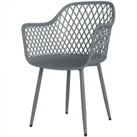 Outsunny Lot de 4 chaises de jardin résistantes aux UV en plastique avec accoudoir et dossier 56 x 51 x 84 cm Gris foncé(m-1)