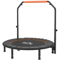 HOMCOM 48" Foldable Mini Fitness Trampoline, with Adjustable Foam Handle, Orange(m-1)