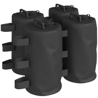 Outsunny Lot de 4 Sacs de Lestage pour Tonnelle, Sacs de Poids pour Tonnelle Remplis d'Eau ou Sable, Poignées de Transport, Noir(m-1)