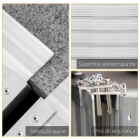 HOMCOM Rampa Dobrável para Cadeiras de Rodas 91 cm Carga 270 kg Antiderrapante com Bordas de Segurança e Alça Prata(m-5)