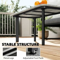 Outsunny Outdoor Garden Coffee Table, Garden Table with Slatted Wood Plastic Composite Top and Metal Frame, Grey(m-6)