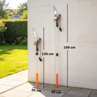 Outsunny 2-in-1 boomzaag met geïntegreerde takkenschaar, telescopische steel van 135/172/199 cm voor hoge takken, oranje(m-3)