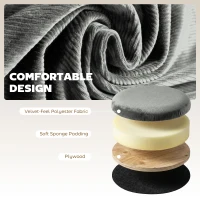 HOMCOM Storage Ottoman Modern Velvet Round Foot Stool for Living Room Bedroom 45 cm Grey(m-6)