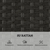 Outsunny Set 2 Sdraio da Giardino in Rattan con Tavolino Laterale e Schienale Regolabile, 184x60x22 cm, Grigio Scuro(m-7)