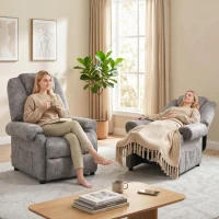 HOMCOM Poltrona Relax Reclinabile Manualmente in Tessuto con Imbottitura Extra, Grigio(m-8)