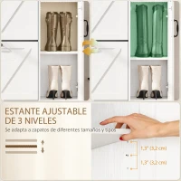 HOMCOM Zapatero Estrecho con 2 Cajones Abatibles Estantes Ajustables para 12 Pares para Espacio Reducido 106,7x26x116cm Blanco(m-6)