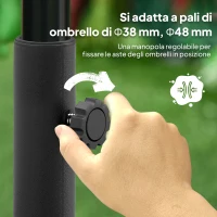 Outsunny Base per Ombrellone a Rotelle e Riempibile con Acqua o Sabbia, in HDPE, 48x48x32.5 cm, Nero(m-4)