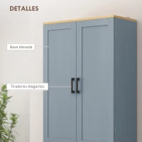HOMCOM Alacena de Cocina Armario de Almacenaje Multifuncional con 4 Puertas y Estantes Ajustables 60x30x171 cm Gris(m-7)