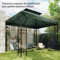 Outsunny Toldo de Substituição 4x3 m com Teto Duplo Orifícios de Drenagem e Proteção UV Apenas Toldo NÃO Inclui Estrutura Verde(m-9)