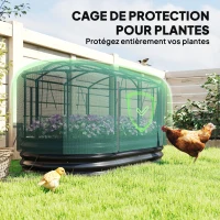 Outsunny Carré potager de jardin avec cage de protection, jardinière surélevée en acier galvanisé, 180 x 90 x 93 cm, gris et vert(m-4)