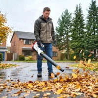 Outsunny Soplador Aspirador Triturador de Hojas 250 W con Batería 4000mAh y Cargador, 6 Velocidades, 149 km/h, Blanco(m-6)