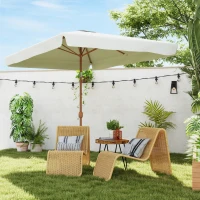 Outsunny Ombrellone Rettangolare da Giardino 2x3 m con Manovella, in Metallo e Poliestere, Crema(m-2)