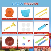 AIYAPLAY Castelo Insuflável para Crianças com Soprador Escorrega Trampolim Piscina Coluna de Boxe e Cesto de Basquetebol 277x270x215 cm(m-8)