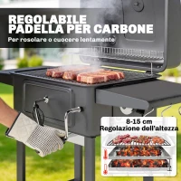 Outsunny Barbecue a Carbone, Griglia Smoker con Ruote per Uso Esterno, Nero(m-5)