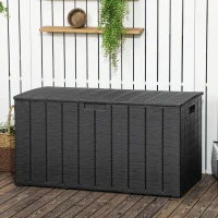 Outsunny 336 Litre Garden Storage Box, Water-resistant Heavy Duty Double Wall Plastic Container, Extra Large Outdoor Garden Furniture Organizer, Deck Cushion Chest with Wheels and Handles, Black(m-11)