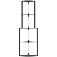 HOMCOM Lámpara de pie para salón, lámpara con estanterías de esquina de 4 niveles, brillo regulable, 55,5 x 39,5 x 163 cm, negro
