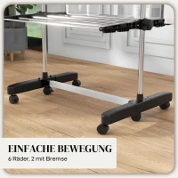 HOMCOM Wäschenständer Wäschetrockner 5 Ebenen, klappbar, One-Klick-System, 142 cm x 55 cm x1 72 cm, Schwarz + Silber(m-7)