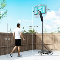 SPORTNOW Canestro Basket da Esterno Regolabile da 146-236 cm con Ruote e Base Riempibile, Nero(m-3)